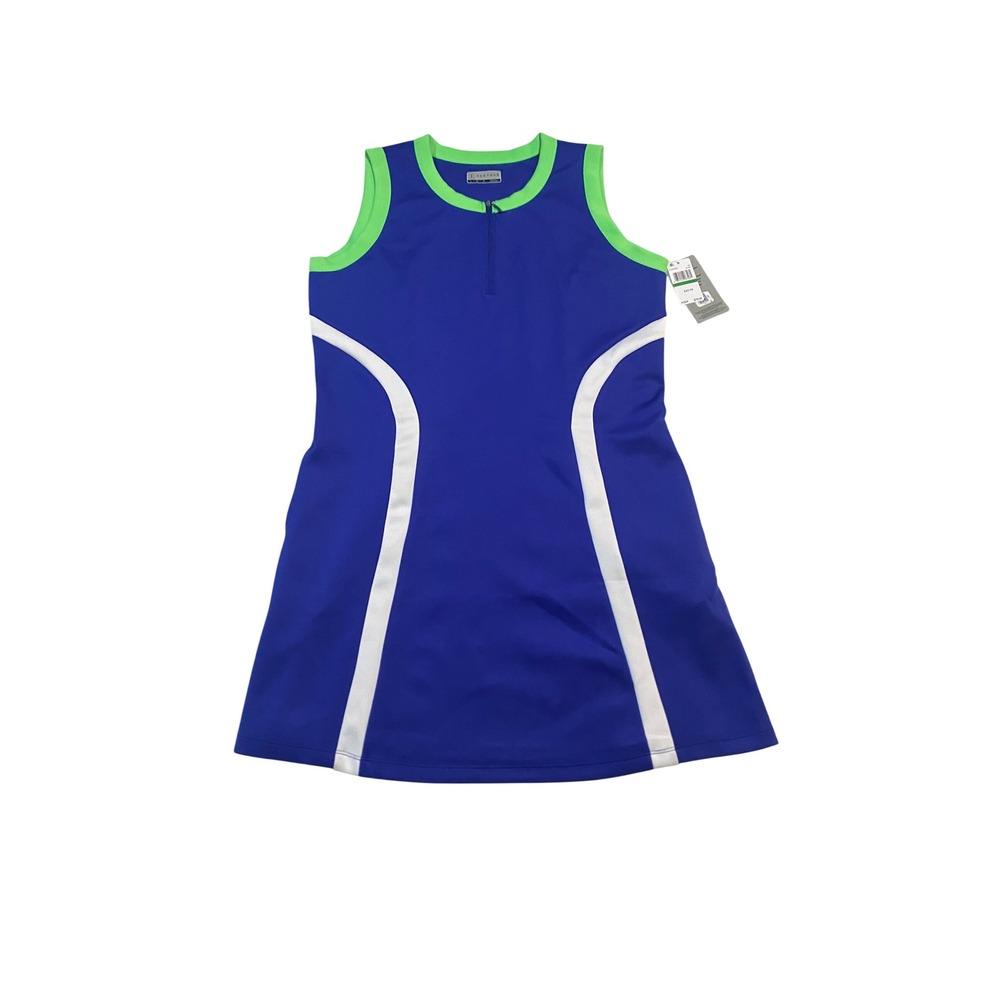 PGA Tour Womens Golf Dress Blue Lime Green Sleeveless Quarter Zip PVQSD095ZZ L